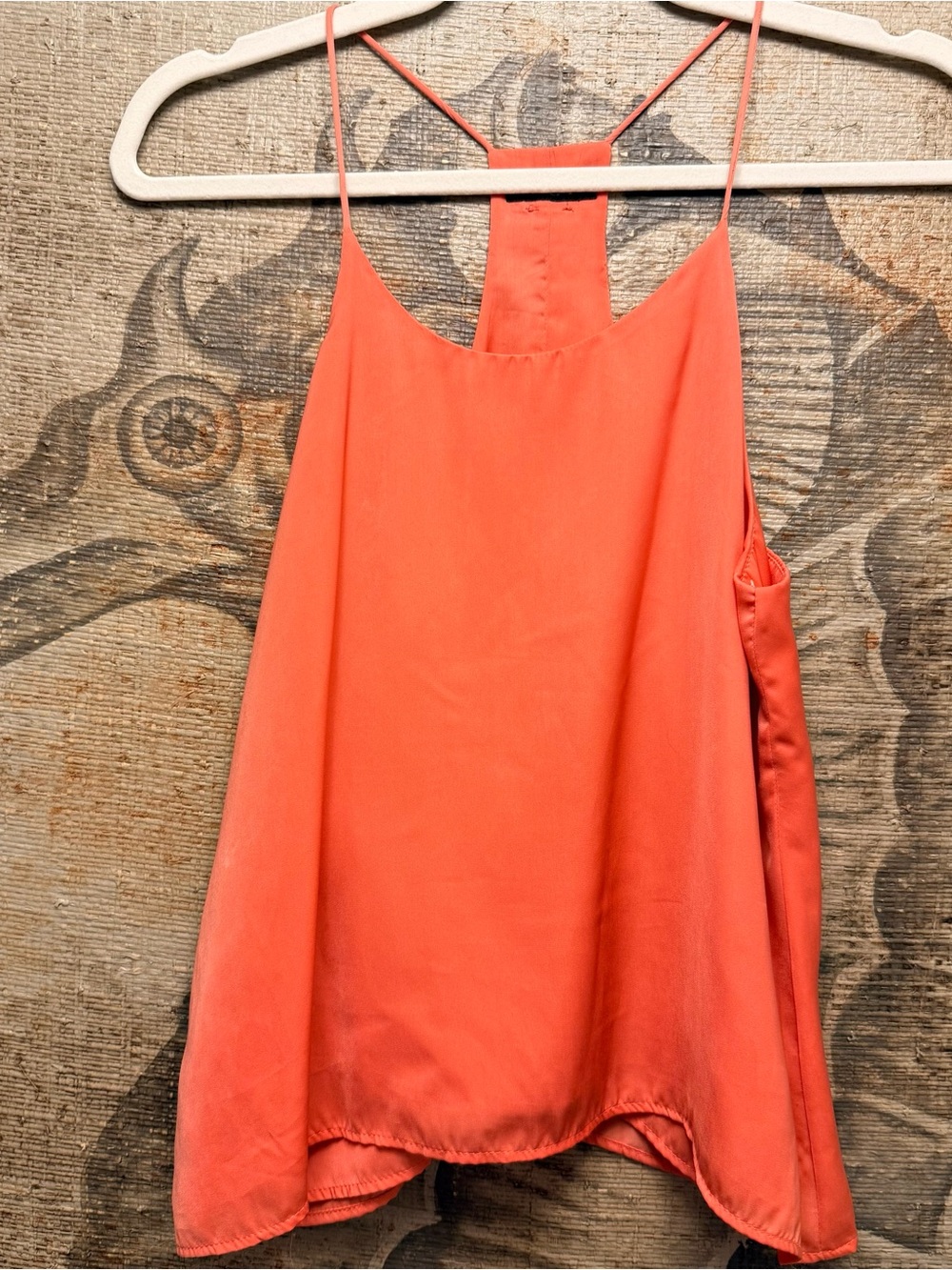 ELA Coral/Peach Silky Racerback Tank Top Small Minimalist Sleeveless Blouse
